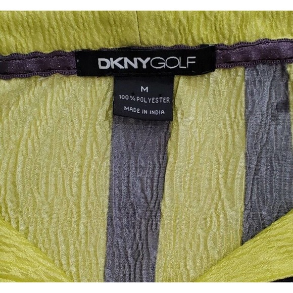 DKNY GOLF Yellow Lavender Gray Crinkle Fabric 1/2 Zip Short Sleeve Top Medium - Picture 5 of 5